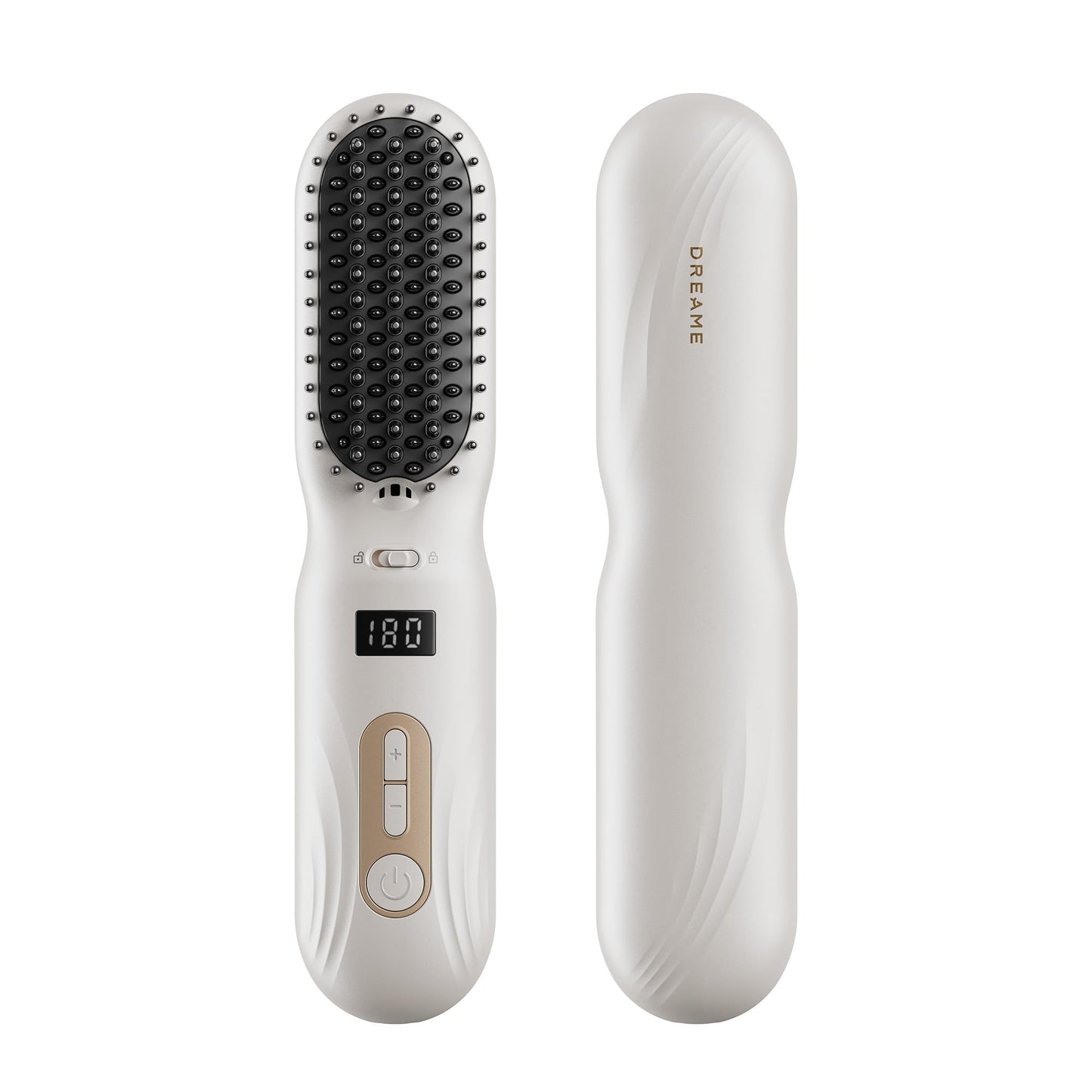 Dreame Silky Cordless Hair Straightening Comb, Rechargeable Ionic Straightener Brush for Women, 2Billion Ions, Fast Heating MCH & 7 Temp Settings Hot Comb, 5D Wide-Bristle Design, Mini Travel Size