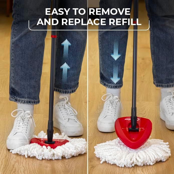 O-Cedar Microfiber Spin Mop System - EasyWring Floor Cleaning Bucket | Red & Gray Standard Size