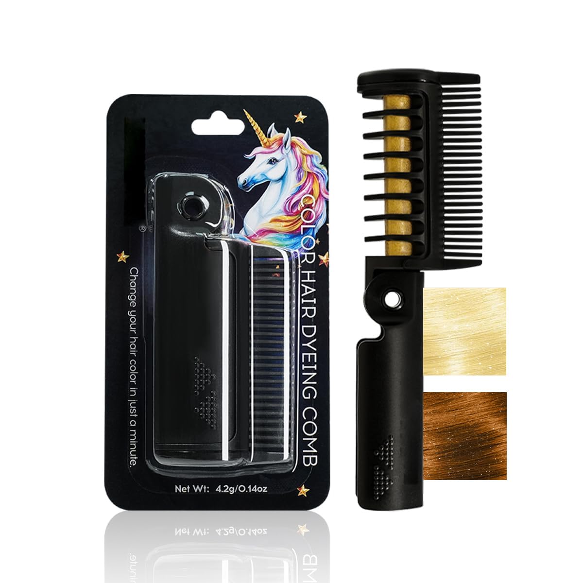 BEUKING Temporary Color Hair Dyeing Comb, Disposable Folding Hair Dye Comb, Washable Highly Pigmented Easy to Dye for Halloween Christmas Festivals DIY Party