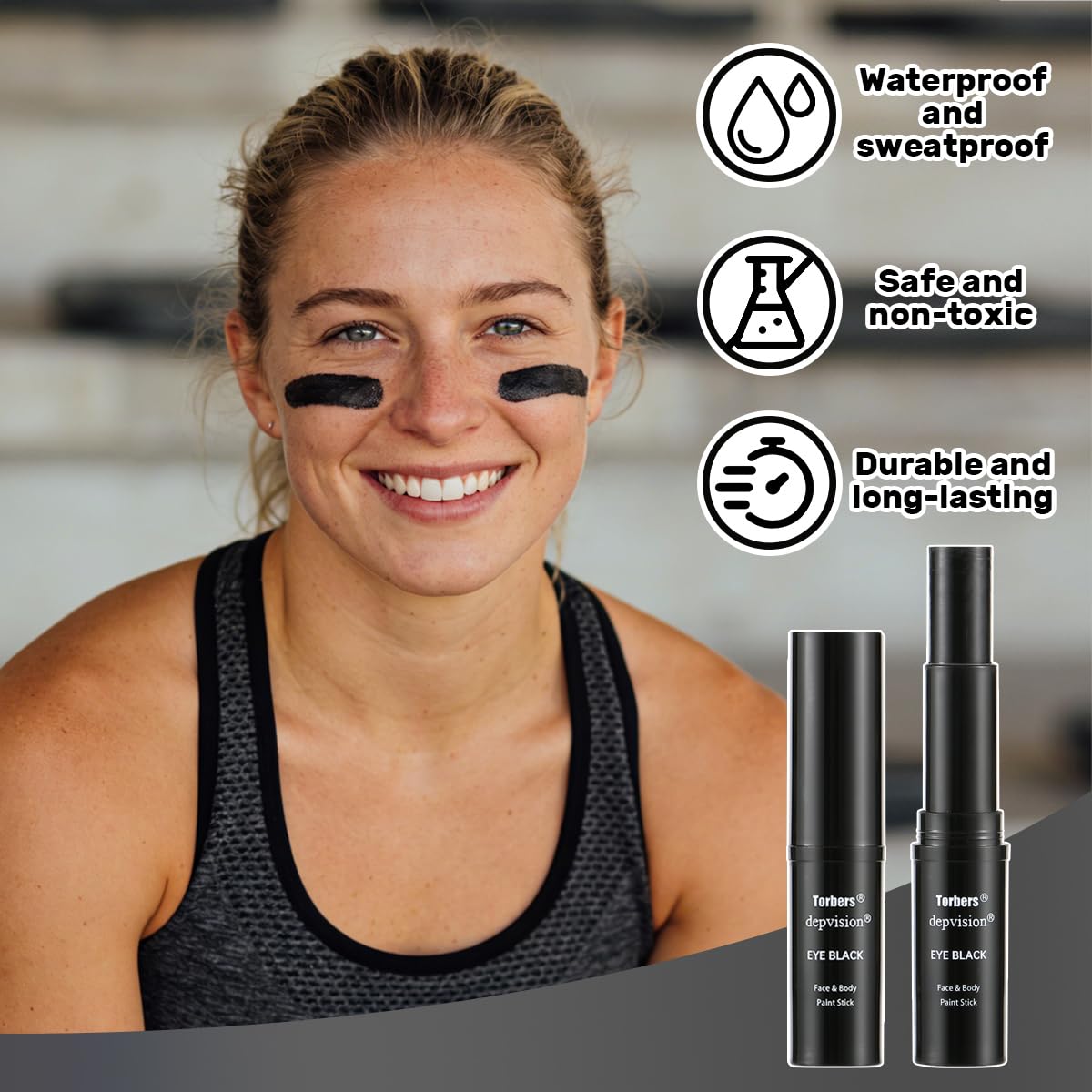 Eye Black Face Paint Stick - Waterproof Sports Makeup for Baseball, Softball & Halloween | Anti-Glare, Easy Application