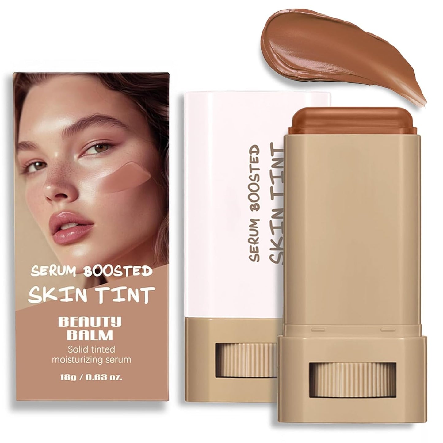 Foundation Stick - Serum-Infused Beauty Balm for Flawless Skin | Longwear Tinted Moisturizer in Natural Finish (#02, #03, #06)