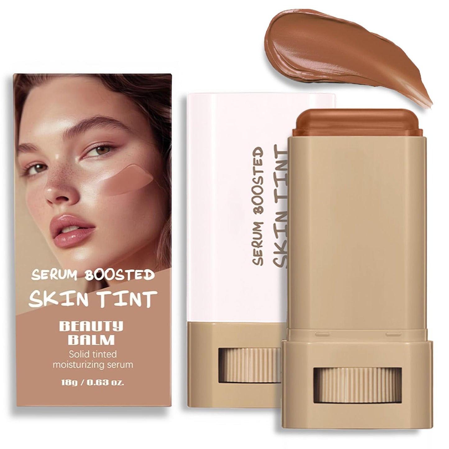 Foundation Stick Beauty Balm Serum Boosted Skin Tint, Serum Boosted Skin Tint Balm, Solid Tinted Moisturizing SerumContour Stick Foundation FaceStick, Longwear ContourStick, Natural Finish (#3)