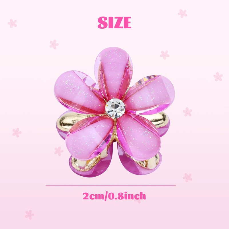 Mini Crystal Flower Hair Claw Clips - 40 Pack Floral Barrettes for Women & Girls | 2cm Size