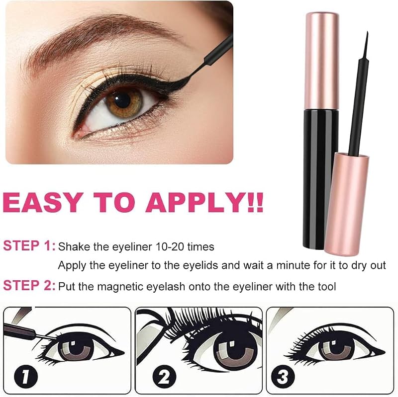 AOMIG Magnetic Eyelashes Kit with Waterproof Eyeliner - 5 Pairs