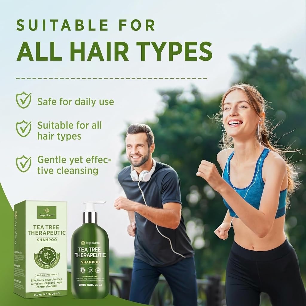 Tea Tree Shampoo - Anti-Dandruff Scalp Care for Dry, Itchy Hair | Paraben & Sulfate Free, 2 Pack