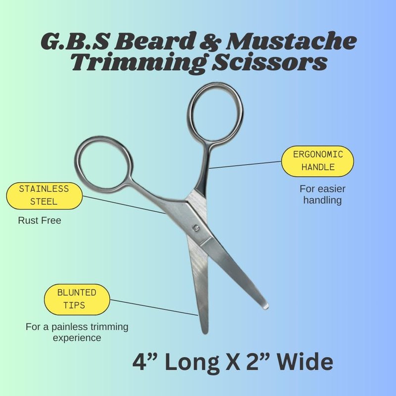 G.B.S Fragrance-Free Extra Strong Hold Mustache Wax, Black Beard Filler Pen, Handmade Pocket Mustache Comb & Precision Trimming Scissors – 3 Piece Set for Styling & Detailing