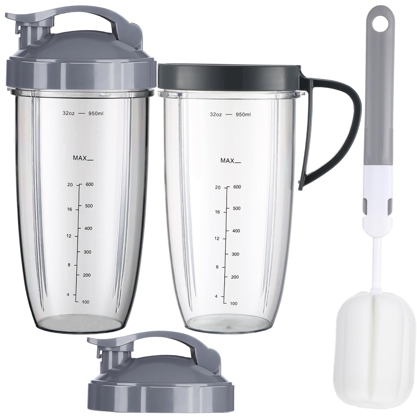 For Nutribullet Blender Cups, Blender Replacement Parts 32oz Cups with Flip-Top To-Go-Lid Compatible with Nutribullet Replacement Parts 32oz for Nutri Bullet 600W and 900W NBR-0601WM