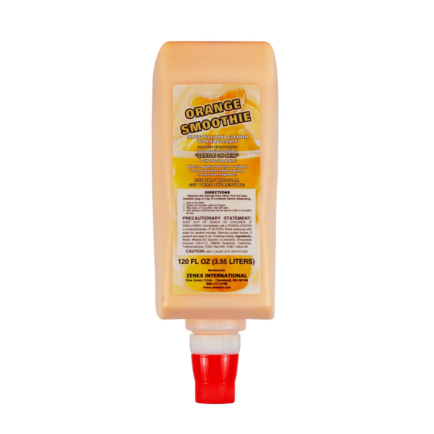 Zenex Orange Smoothie Hand Soap with Emollients - Industrial Hand Cleaner | Citrus Scent | Remove Stubborn Grease & Grime | Moisturizing Non-Abrasive Formula is Gentle On Skin | 3.55 L (1-Pack)