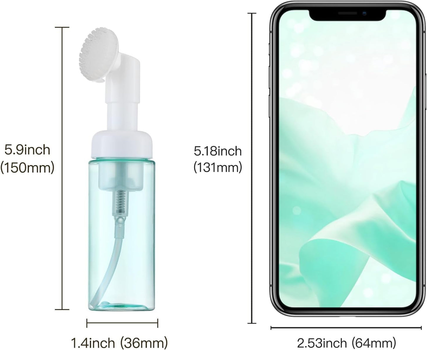 Foam Pump Dispenser Bottle Set - 2oz Empty Bottles with Brush for Hand Soap & Shampoo | Travel Size (3PCS, Green)