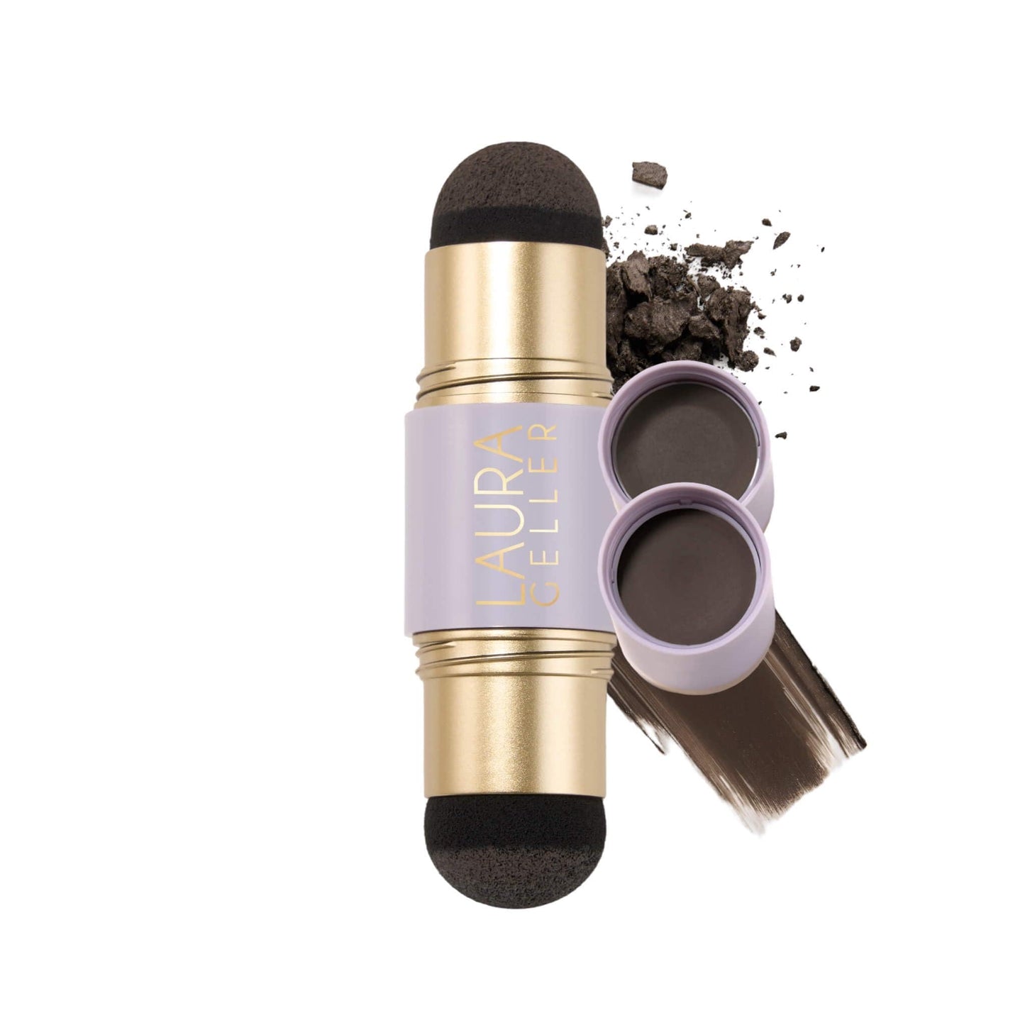 LAURA GELLER NEW YORK Root Touch-Up for Hair & Brows, Instant 100% Gray Root Coverage with Buildable, Transfer-Resistant, 2-in-1 Cream & Powder Formula for Thinning Hair & Sparse Brows - Dark Brown