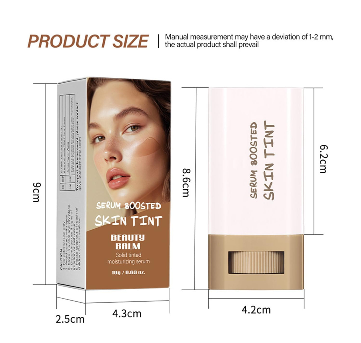 Foundation Stick Beauty Balm Serum - Tinted Moisturizer for Natural Finish Makeup | 2 Pcs, 0.63 OZ