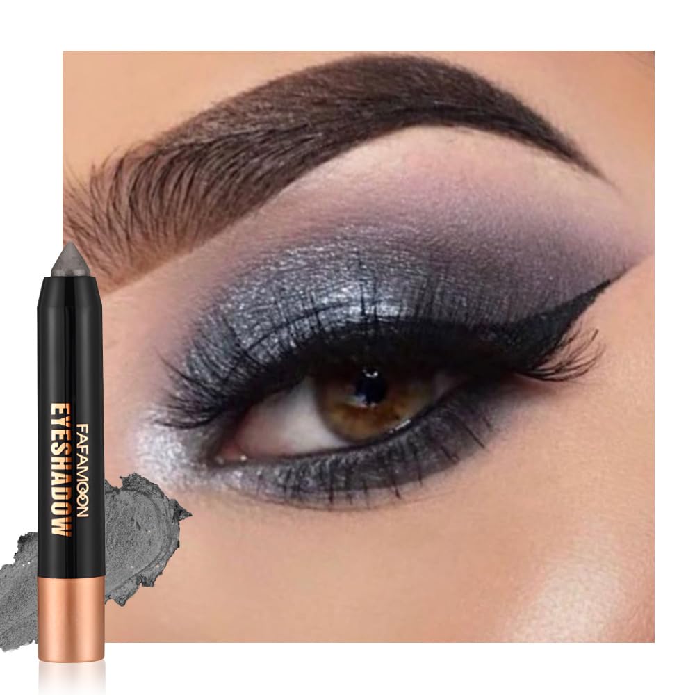 Monochrome Cream Glitter Eye Shadow Stick Palette - 2-in-1 Waterproof Eyeshadow & Eyeliner Pencil for Mature Women | Vegan & Cruelty-Free | 06 Shimmer Dark Brown