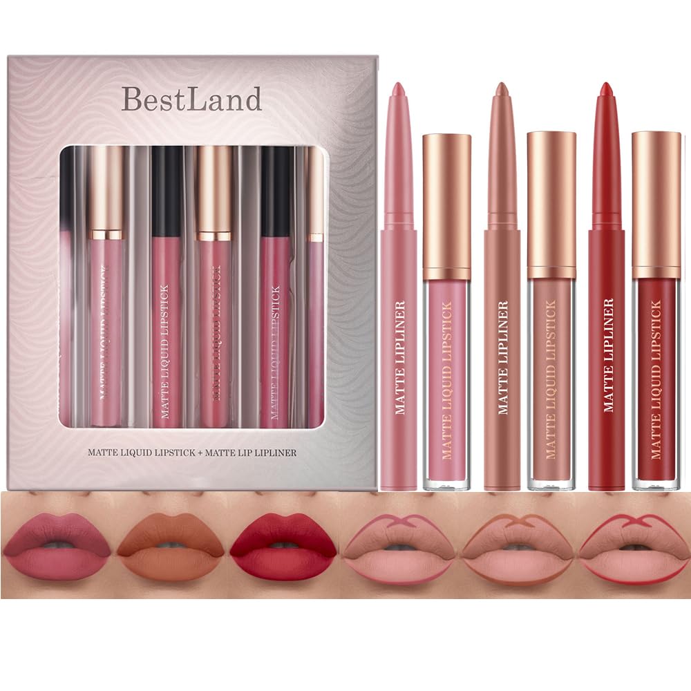 Matte Liquid Lipstick Set - 12Pcs Velvety Nude Lip Stain & Liner | Waterproof Long Wear Makeup Gift Set