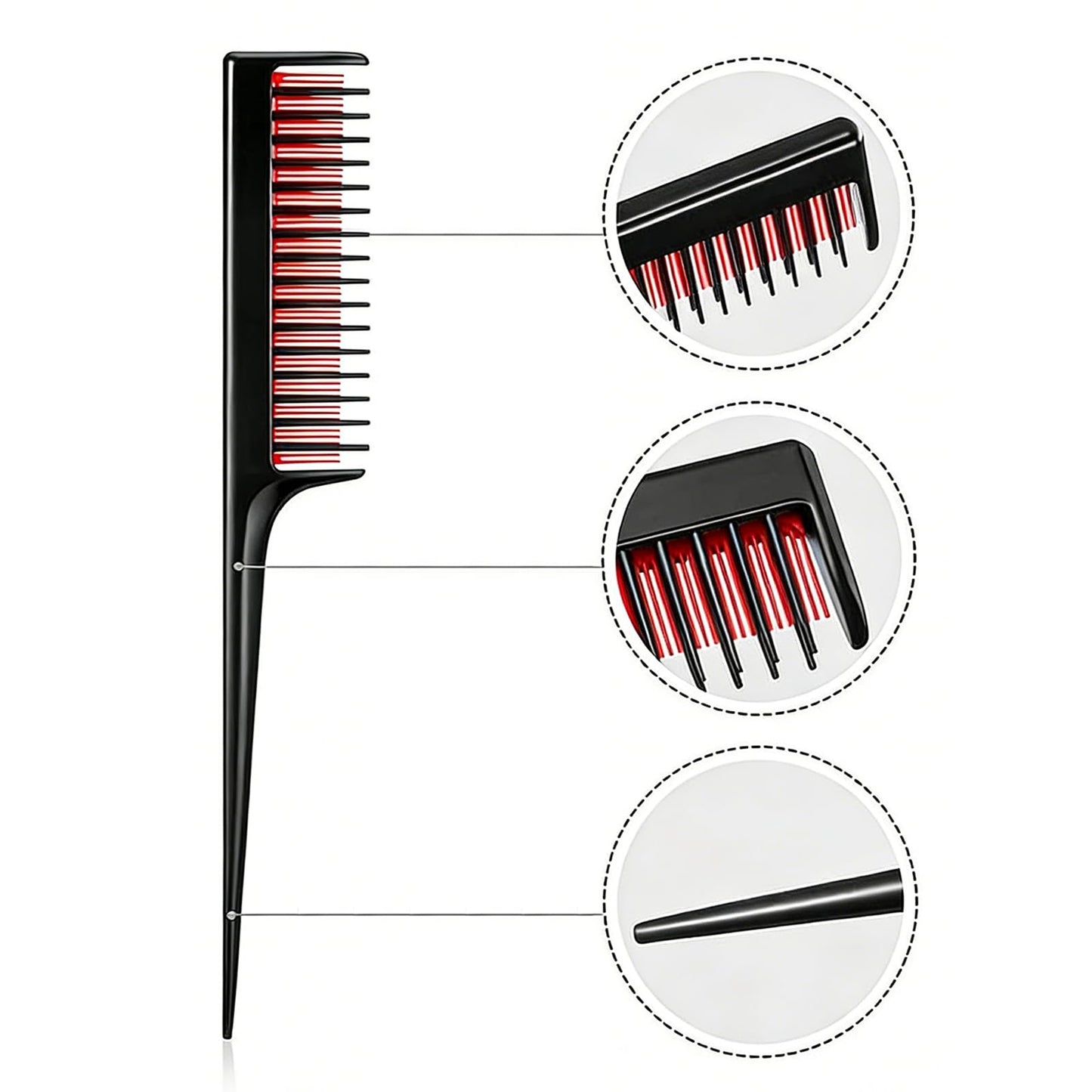 6 Pcs Hair Brush Set with 50 Pcs Hair Pins, Rat Tail Comb Pick Teasing Comb Carbon Lift Teasing Comb with Metal Prong Women Hair Styling Pink