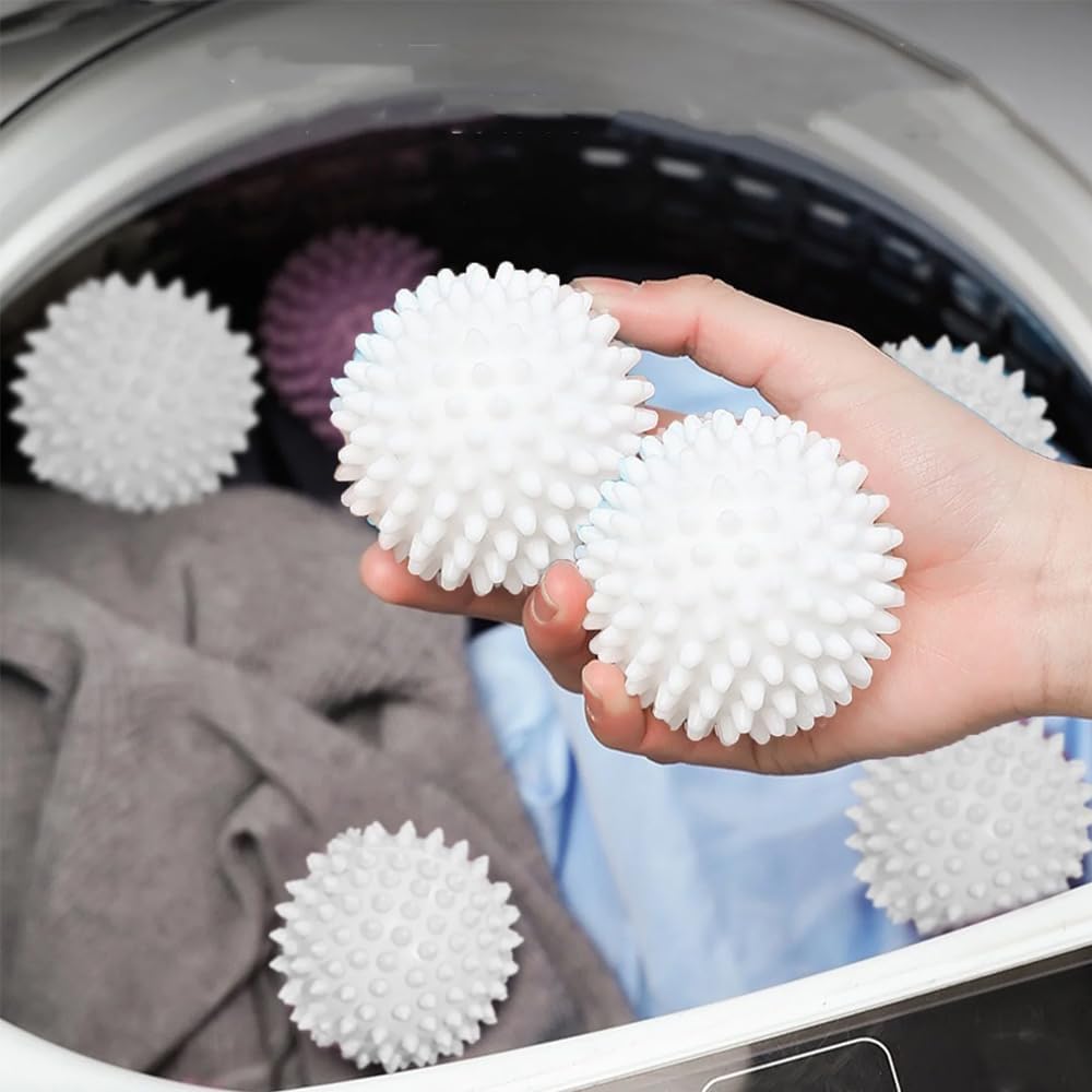 Reusable Laundry Sorter Balls - 6 Pack Fabric Softening Pellets Reduce Wrinkles & Static Cling | White