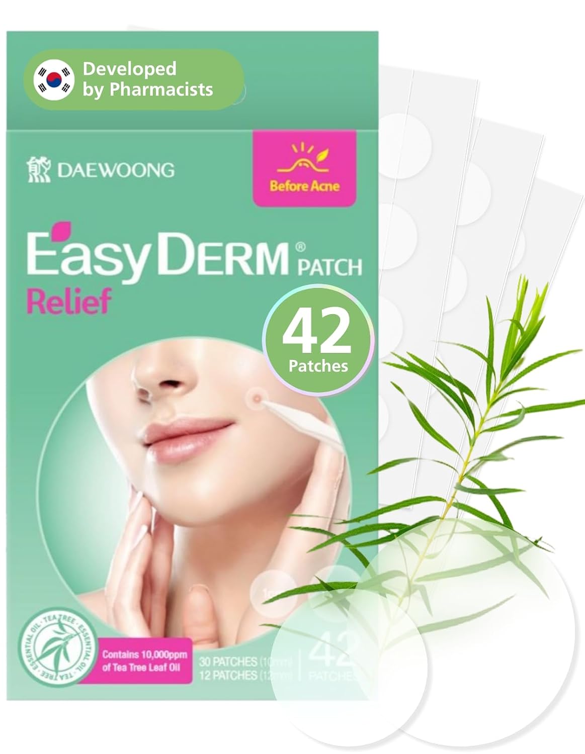 Invisible Acne Patch - 10,000 ppm Tea Tree Oil, Ultra-Slim 0.1mm | 4 Packs (168 Patches) for Clear Skin Care