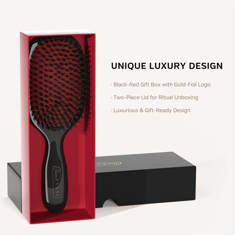 Boar Bristle Hair Brush - Smoothing & Detangling Tool for Men & Women | Nylon Pins, Reduces Breakage & Enhances Shine