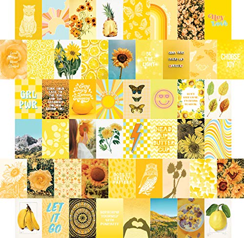Artivo Yellow Wall Collage Kit - 50 Aesthetic Pictures & Stickers