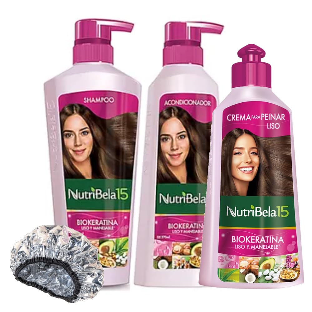 Biokeratin Nutribela Hair Care Set - Shampoo, Conditioner & Styling Cream | 3-Piece Kit, 1070ml (36.18oz)