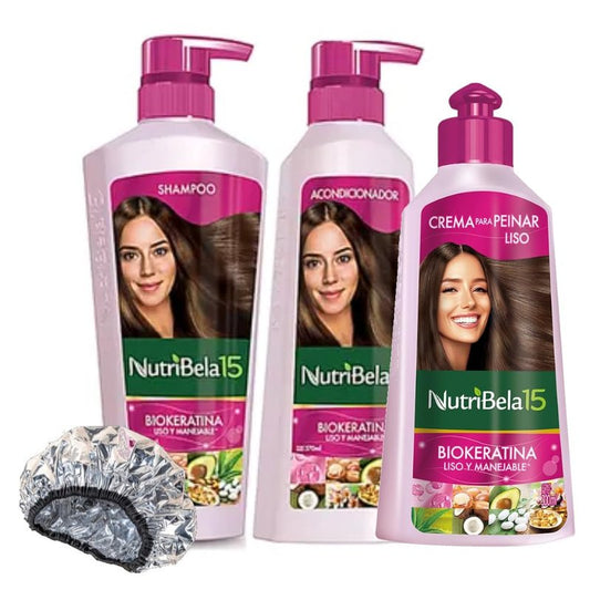Biokeratin Nutribela Set3cp Shampoo Conditioner Styling Cream Biokeratina Kit x3 Shampoo Acondicionador Crema Para Peinar Colombia 1070ml 36.18oz