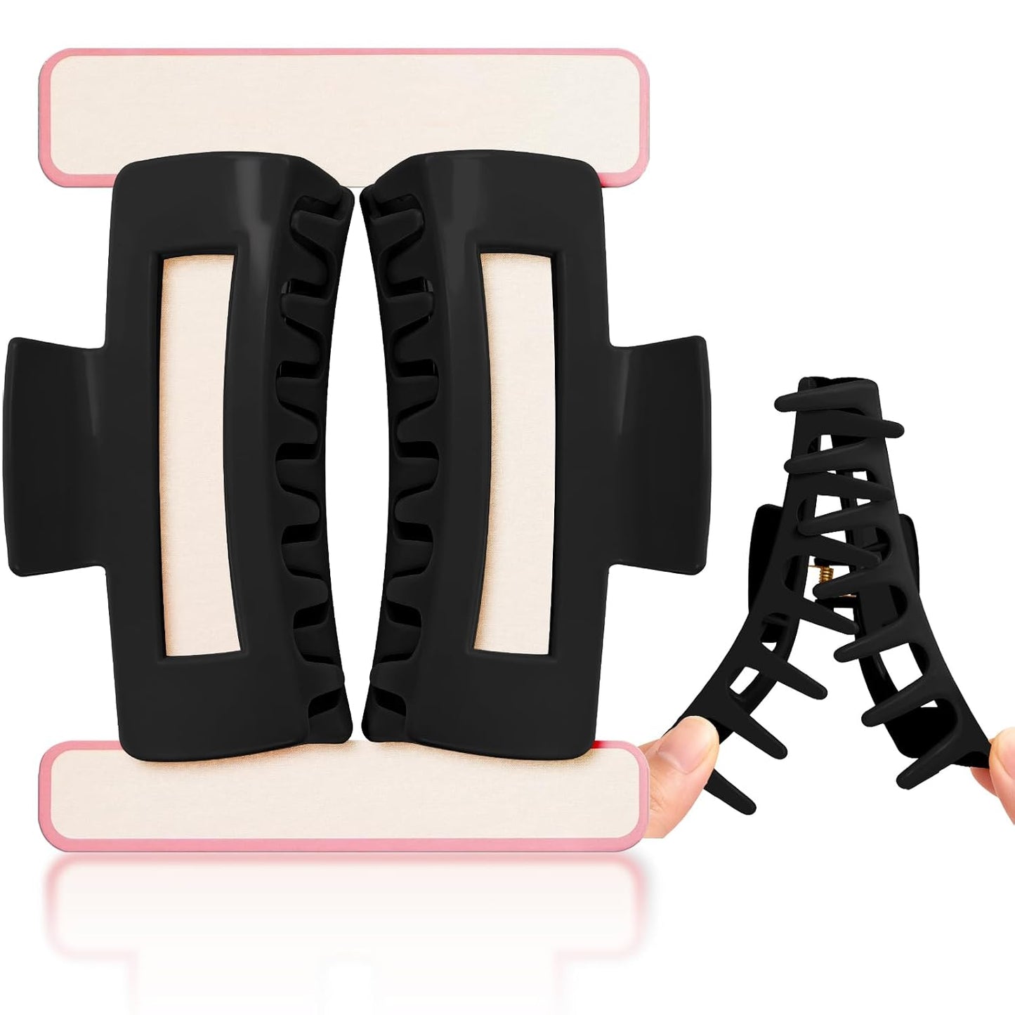 Flexible Silicone Hair Claw Clips - Strong Hold for Thin & Thick Hair | 2-Pack, 2.16in, Black