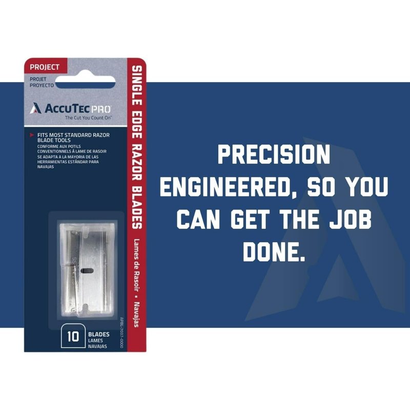Single Edge Aluminum Backed Razor Utility Blades - 10-Pack - .009 In Made of High Carbon Steel for Extra Durability and Long Life - APBL-7037