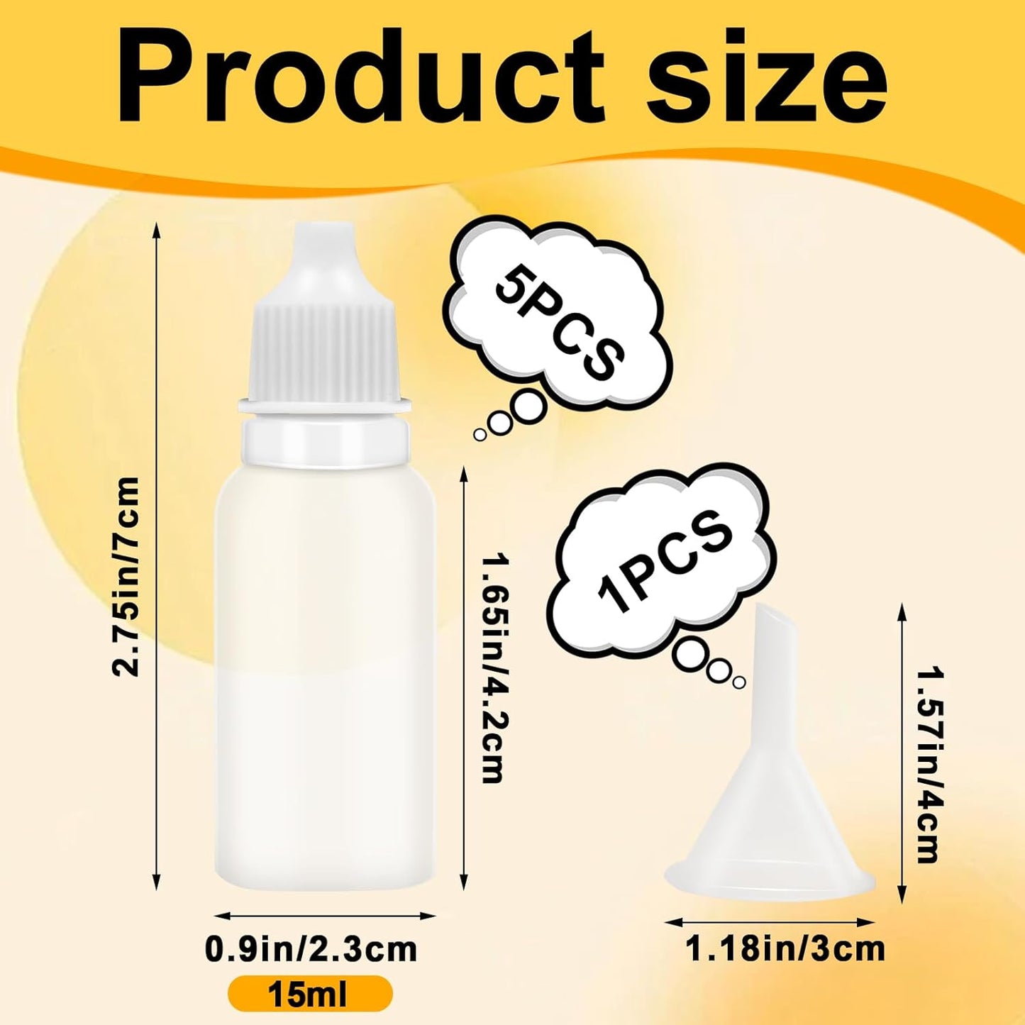 15ml Plastic Dropper Bottles - 5 Pack Small Squeeze Bottles with Funnel for Oil & Liquid Storage