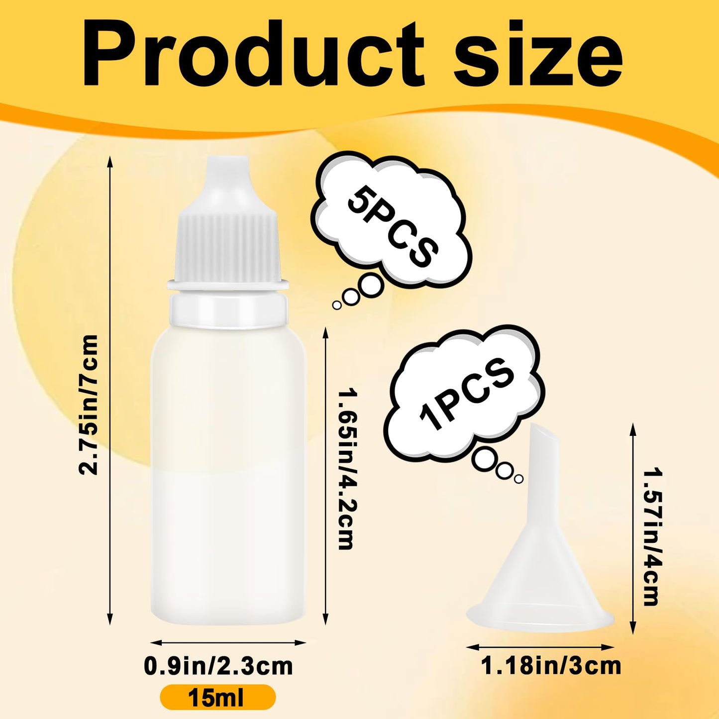 Bcautay 5 Pcs Plastic Dropper Bottles 15ml Small Empty Squeeze Dropper Bottles with Funnel Portable for Oil Liquid Storage