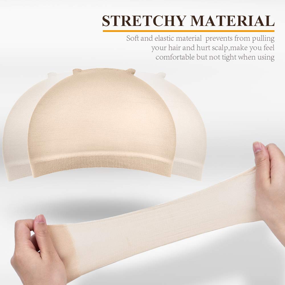 MORGLES 20 Pcs Beige Wig Caps - Stretchy Nylon for Comfortable Fit | Ideal for Women