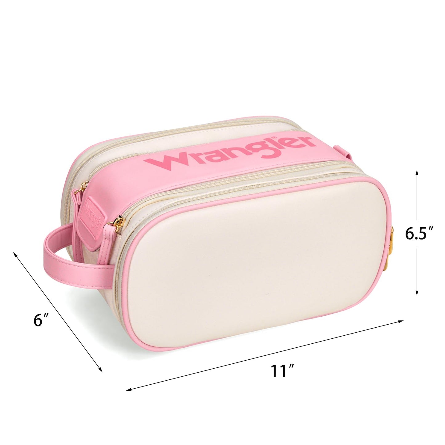 Montana West X Wrangler Large Makeup Bag Travel Toiletry Bag Portable Cosmetic Bag Make Up Organizer with Divider and Handle for Women WG393-9002BG-PK