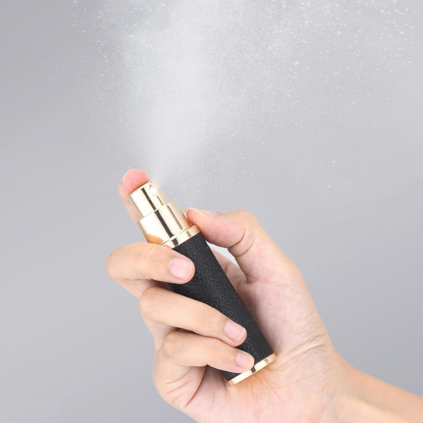 Travel Perfume Bottle - Refillable Mini Leather Cologne Atomizer | 10ml Black Fragrance Pump Dispenser