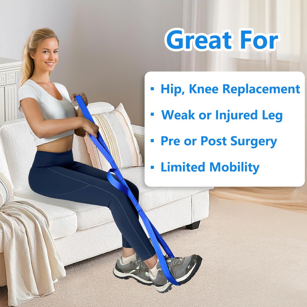 42 Inch Leg Lifter, Leg Lifter After Hip Replacement, Leg Lifter for After Knee Surgery, Leg Lifter Strap Rigid with Multi Loops, Leg Lifters Getting Legs in and Out of Bed, Car, Couch, Wheelchair