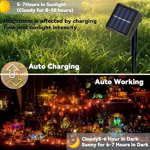 2 Pack Solar String Lights - 240 LED Copper Wire Fairy Lights for Halloween