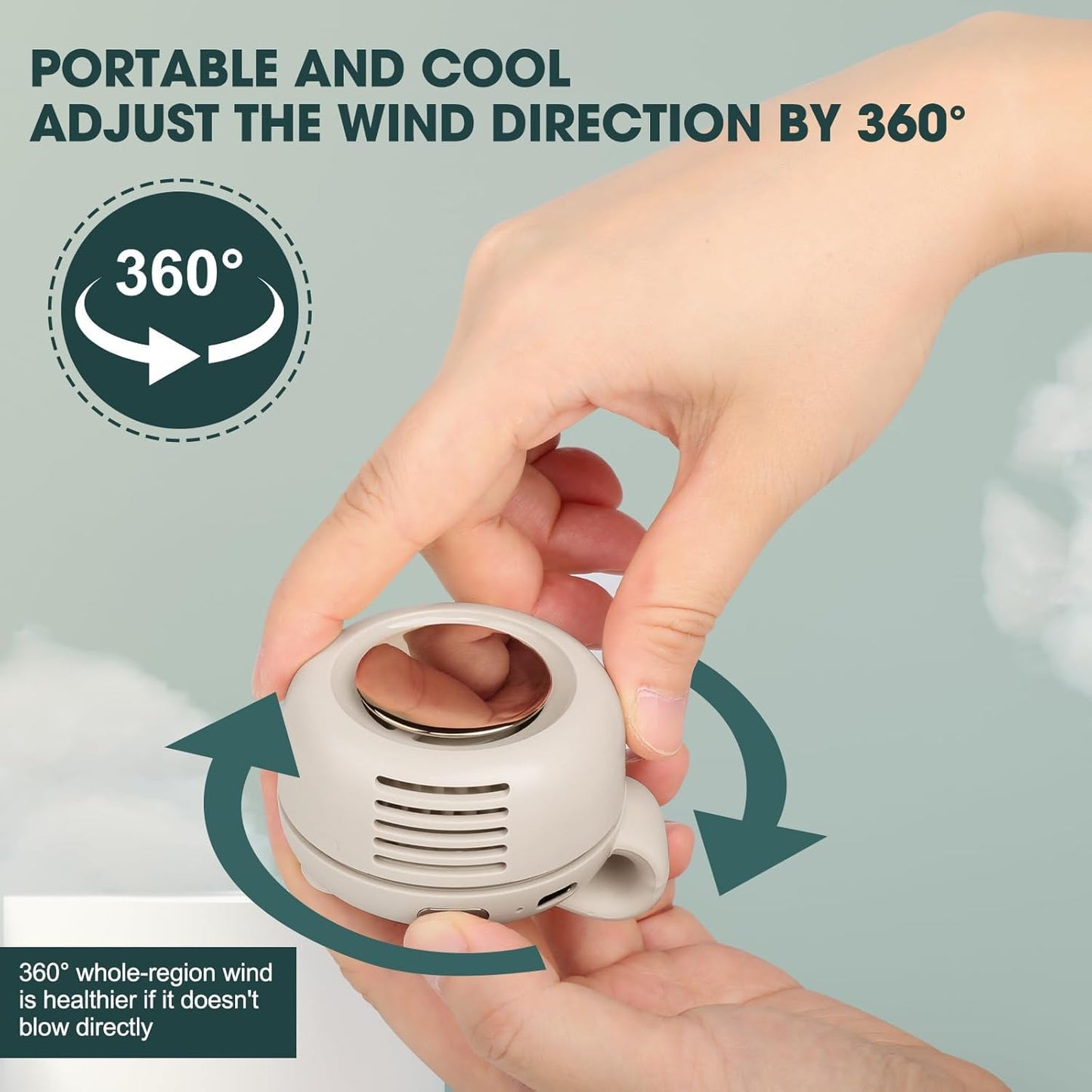 Gaukomzs Portable Silent Mini Bladeless Fan Clip On,3-Speed Clip-on Fan for Shirt and Waist (White)