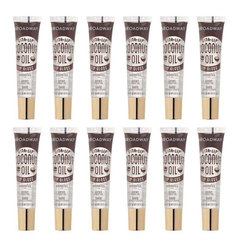 Ruby Kisses Vita-Lip Clear Lip Gloss - Ultra-Hydrating Coconut Oil Formula | 12 Pack, High-Shine Finish