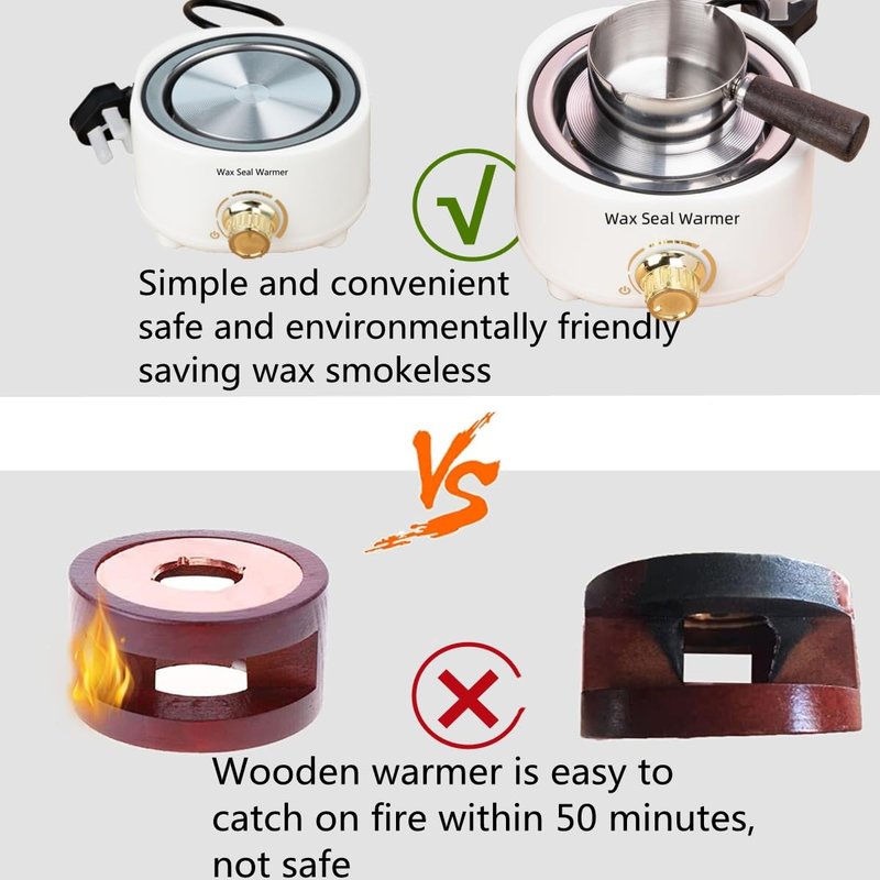 Wax Seal Warmer Electric, White Sealing Wax Furnace Kit Includes 1Pcs 80ml Large Spoon and 1Pcs Non-Slip Spoon Sealings Stamp Melting Warmer Great Tool for Melt Waxs Seals Sticks Beads (White)