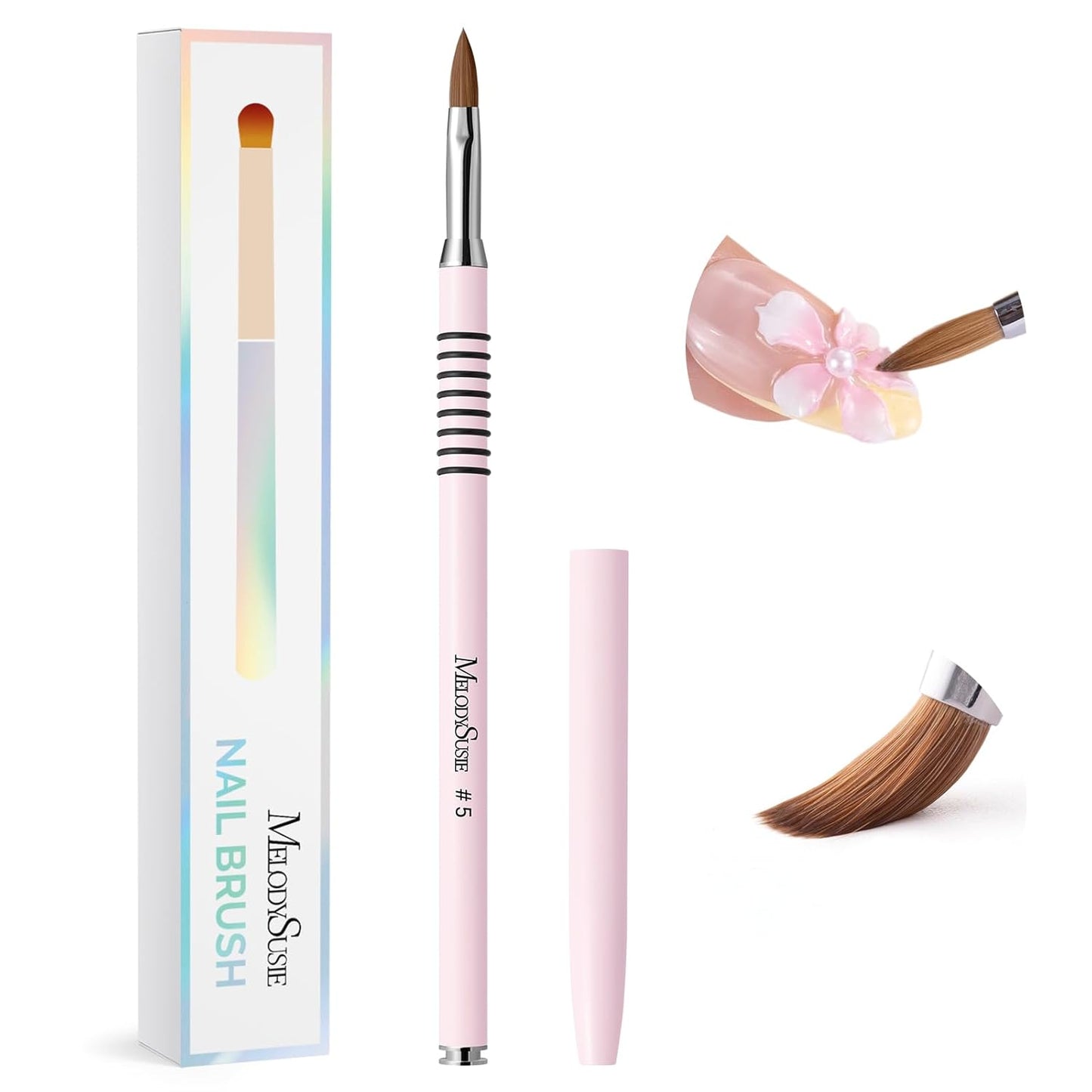 Dual-Ended French Nail Brush & Dotting Pen Set - Nail Art Tool with Holder | Blue, Size #12