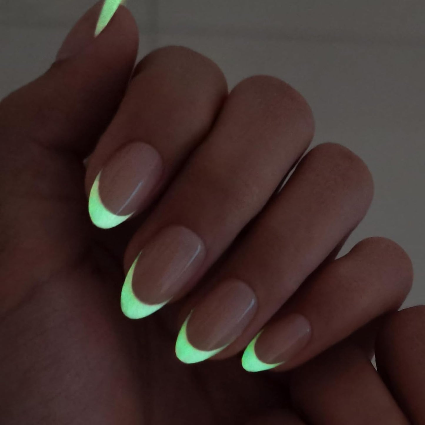 Chrome Press On Nails - Oval Soft Gel Nude Short for Women | 32 Reusable Glossy Glue-On Nails in 16 Sizes