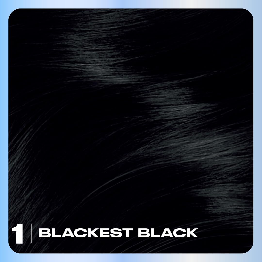 Clairol Nice'n Easy Permanent Hair Dye - Blackest Black | 100% Gray Coverage & Long-Lasting Shine | Single Pack