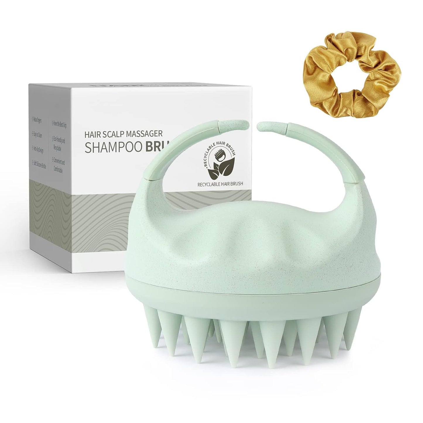 Soft Silicone Scalp Massager for Dandruff Removal & Hair Growth | Exfoliating Brush - Beige