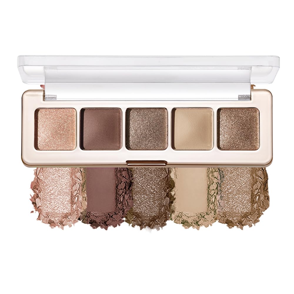 Warm Neutral Nude Eyeshadow Palette - Matte & Shimmer, High Pigment | Mini Everyday Makeup for All Eye Colors