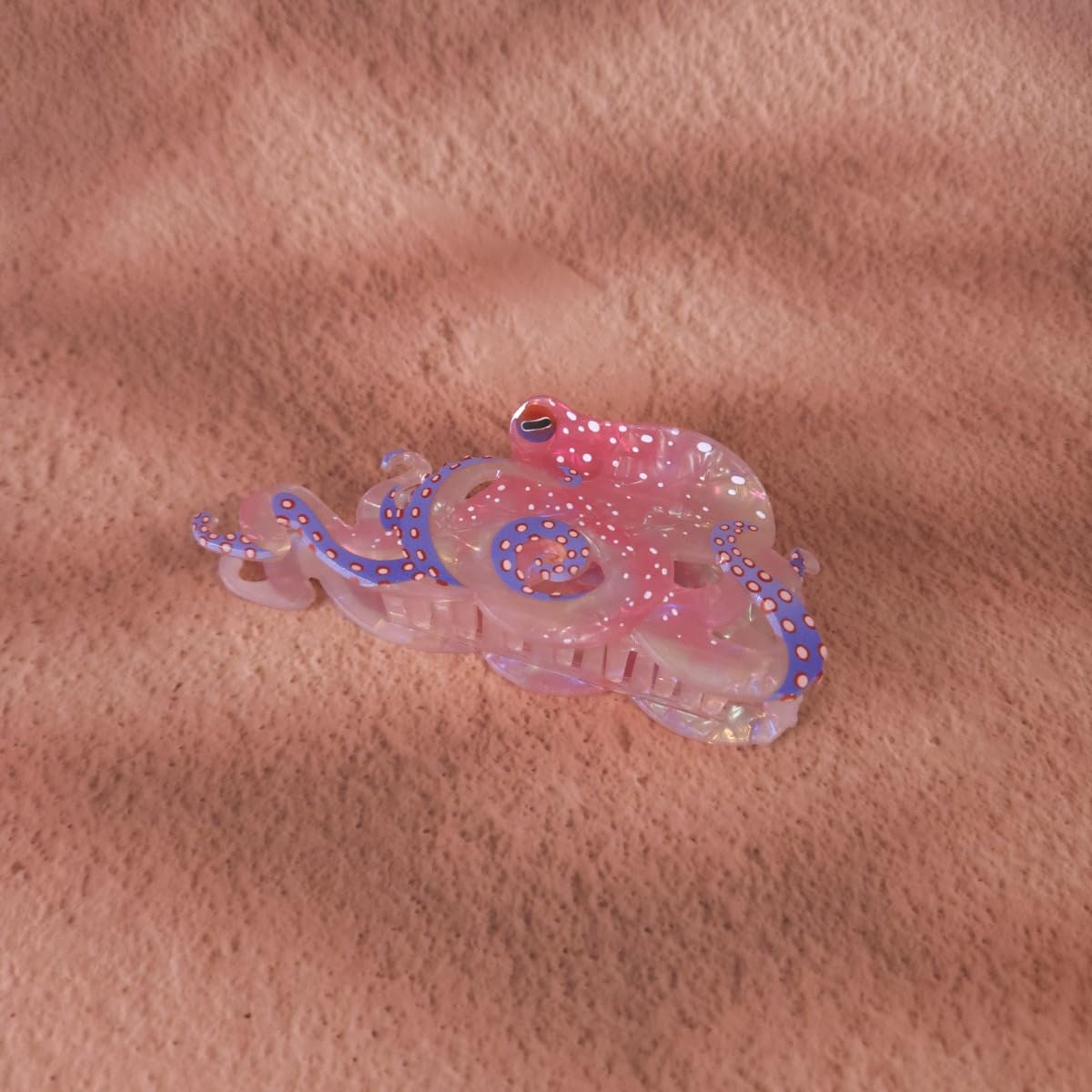 Funny Octopus Hair Clips - Novelty Acetate Claw Clip for Women | Light Pink Small Size