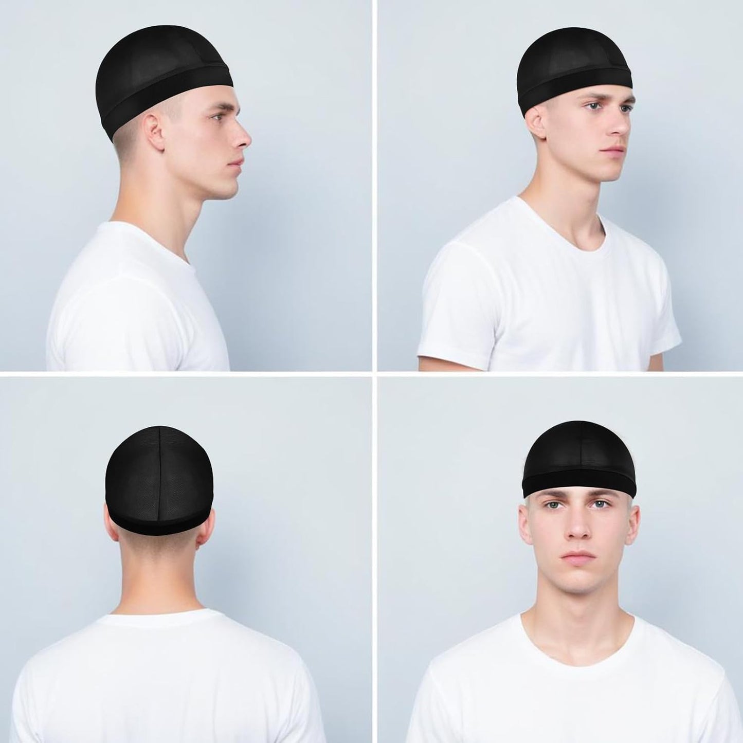 Silky Satin Wave Caps - 3 Pcs Soft Breathable Hair Wraps | Unisex Shower Bonnet for Sleep & Style
