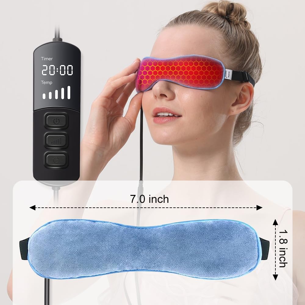 Heated Eye Mask for Dry Eyes - Warm Flaxseed Compress for MGD & Eye Treatment | Blue