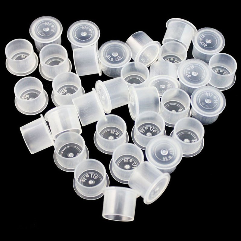 Tattoo Ink Caps Small - Yuelong 1000Pcs Plastic Pigment Caps Disposable Tattoo Cups With Base Sizes 11mm for Permanent Makeup Container Cap Tattoo Accessory Tattoo Ink