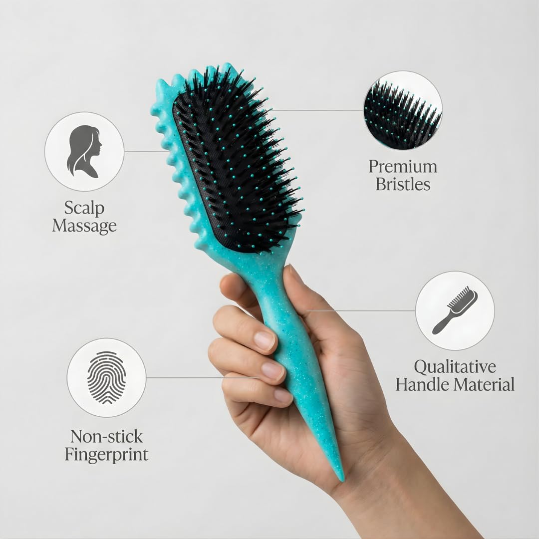 Curl Defining Brush for Wet Curly Hair - Vented Design, Green Color
