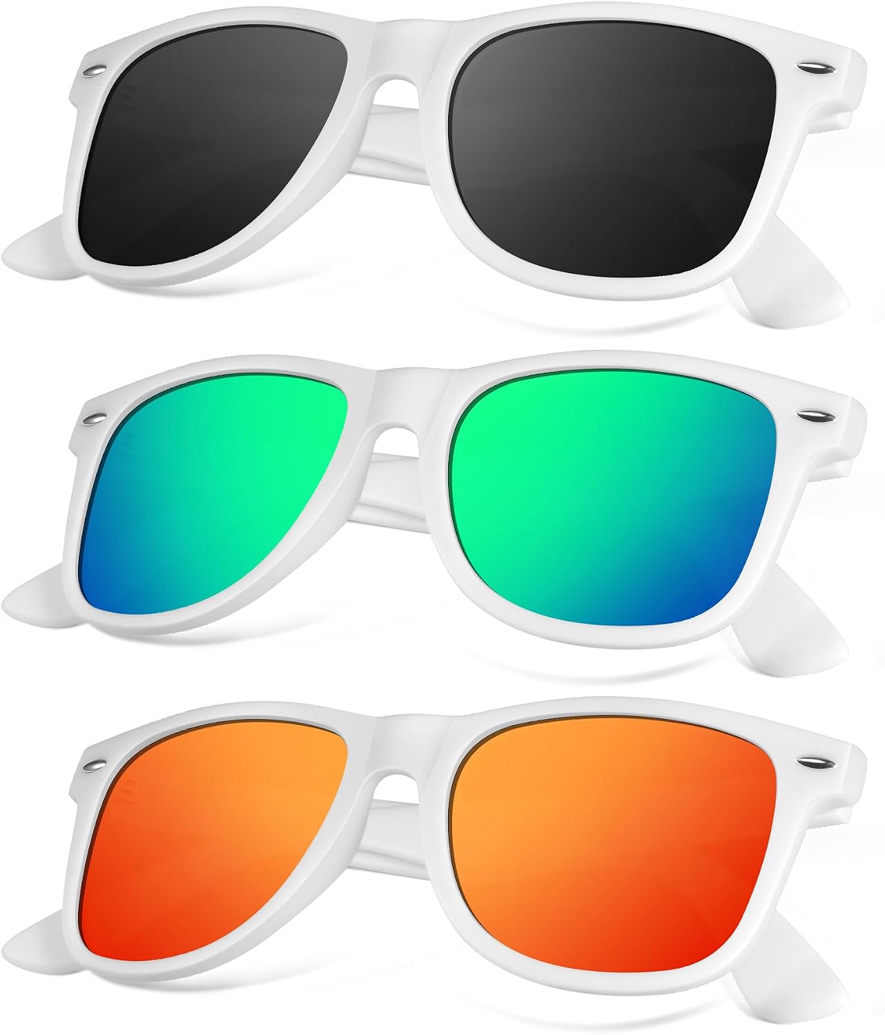 KALIYADI Polarized Sunglasses - Matte Finish, UV Blocking, Color Mirror Lenses | 3-Pack for Men & Women