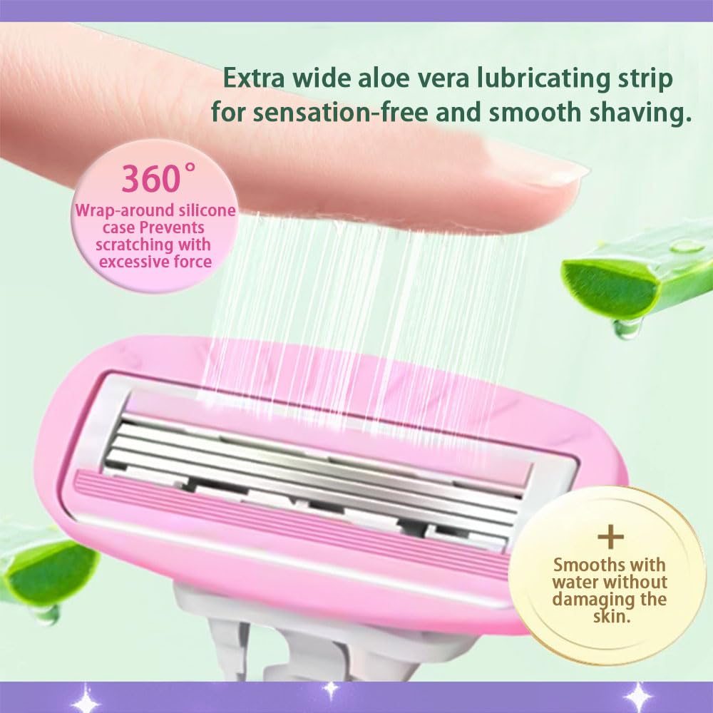 New women's anti-scratch razor, safety razor, designed for a close, smooth shave and shave Standard 1 blade (Purple + 3 tips)