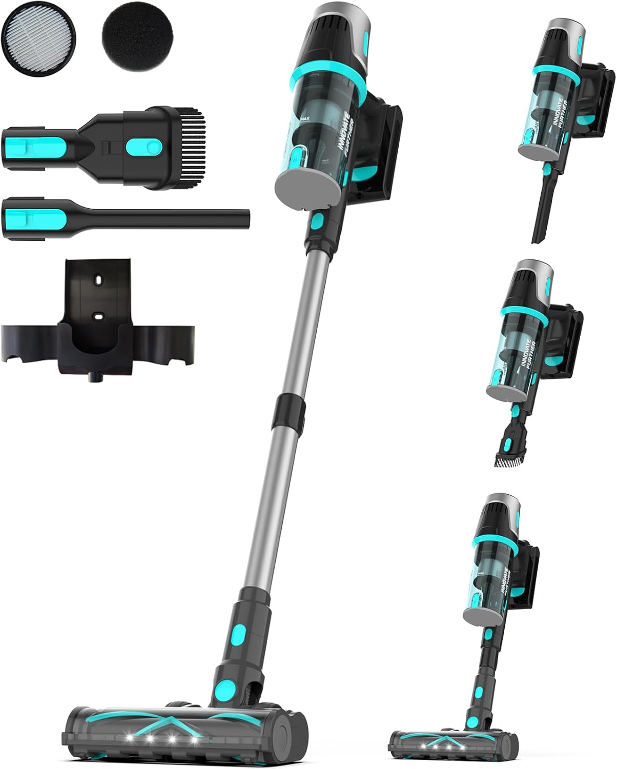Cordless Vacuum Cleaner - 65KPa Suction Power, 65 Mins Runtime, Anti-Tangle Touch Screen | Detachable Battery for Floors & Carpets