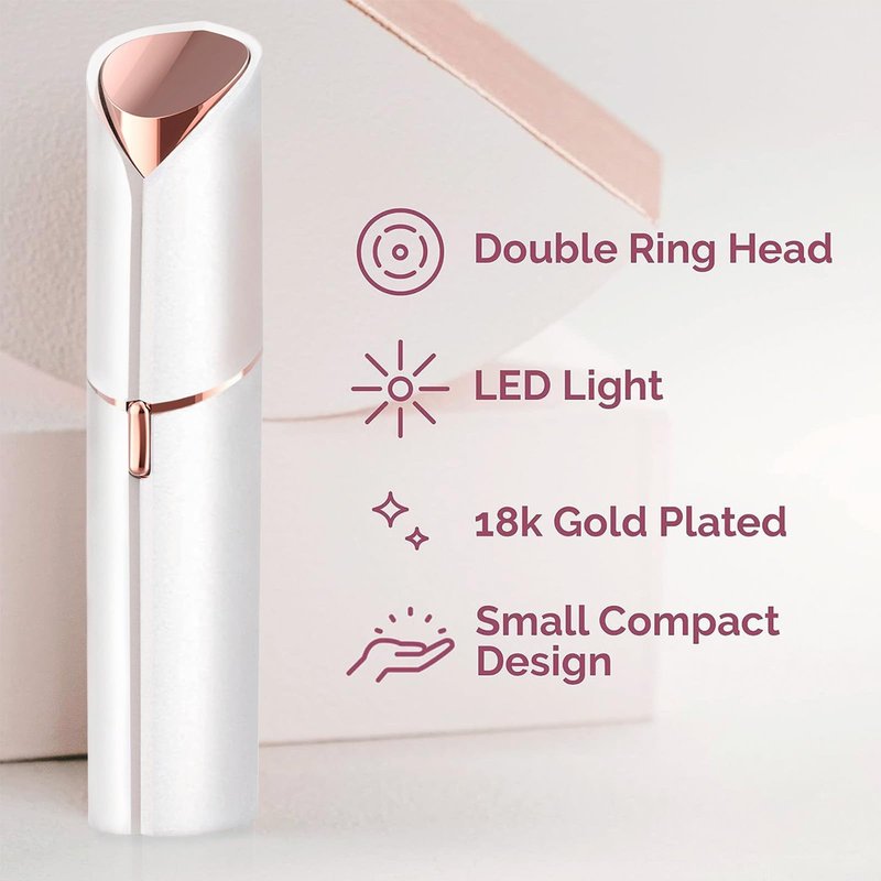 tuokiy Facial Hair Removal for Women, Painless Electric Face Razor, USB Rechargeable, Rose Gold, Minimalist Style